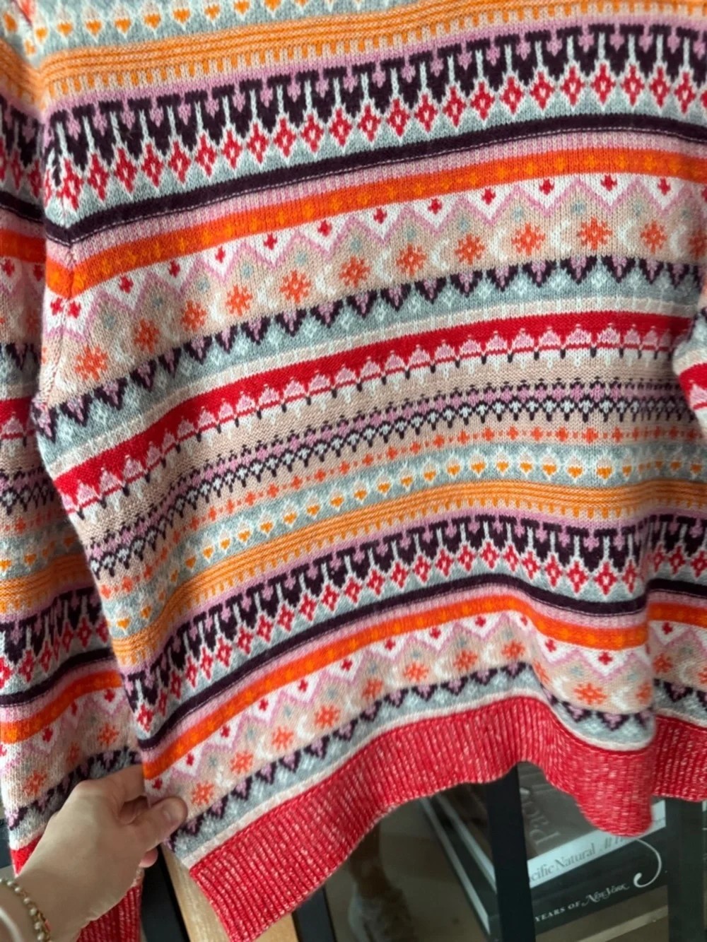 J. Crew Fair Isle lambswool sweater Cropped Crewneck knit Bright Cerise Peony
